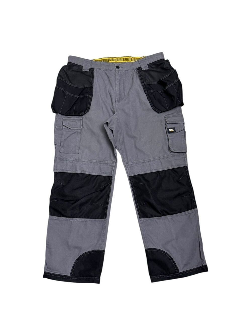 CATERPILLAR CAT Double Front Gray Work Carpenter Tools Pants Mens 38x30